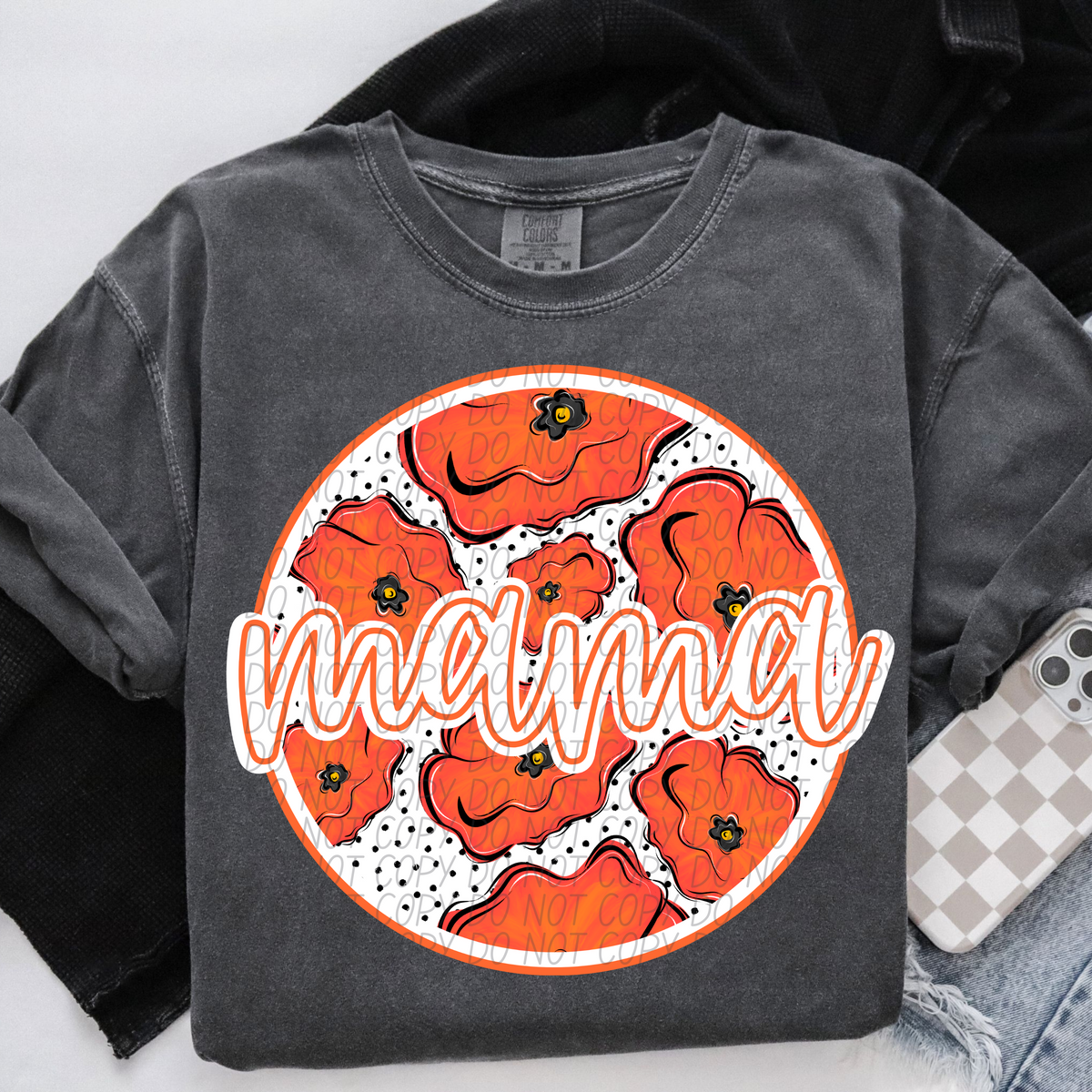 Mama Circle Poppy Flower (CITY) DTF transfer
