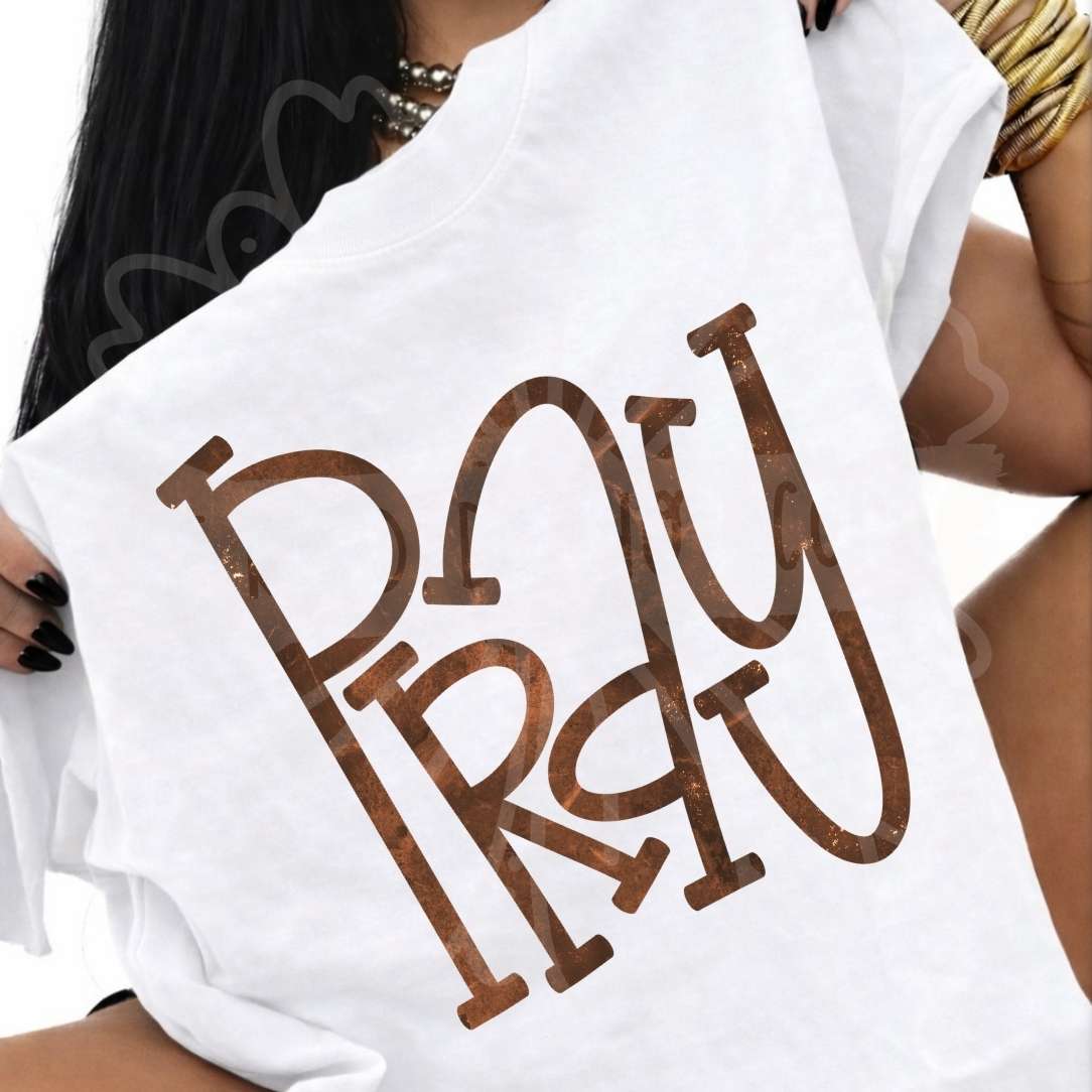 Pray brown font (Vehement) DTF transfer