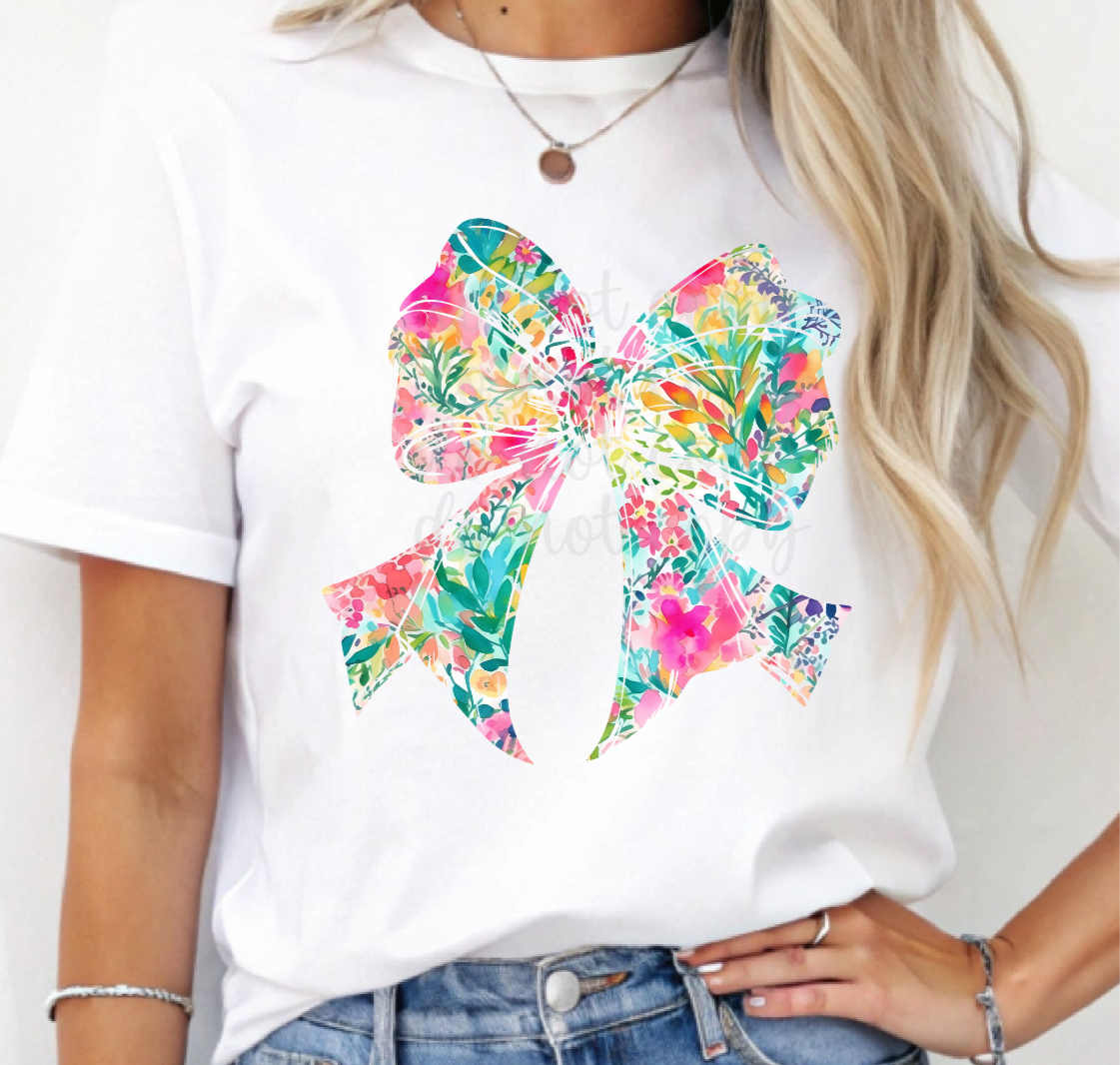 Preppy floral bow (Parker) 101032 DTF transfer
