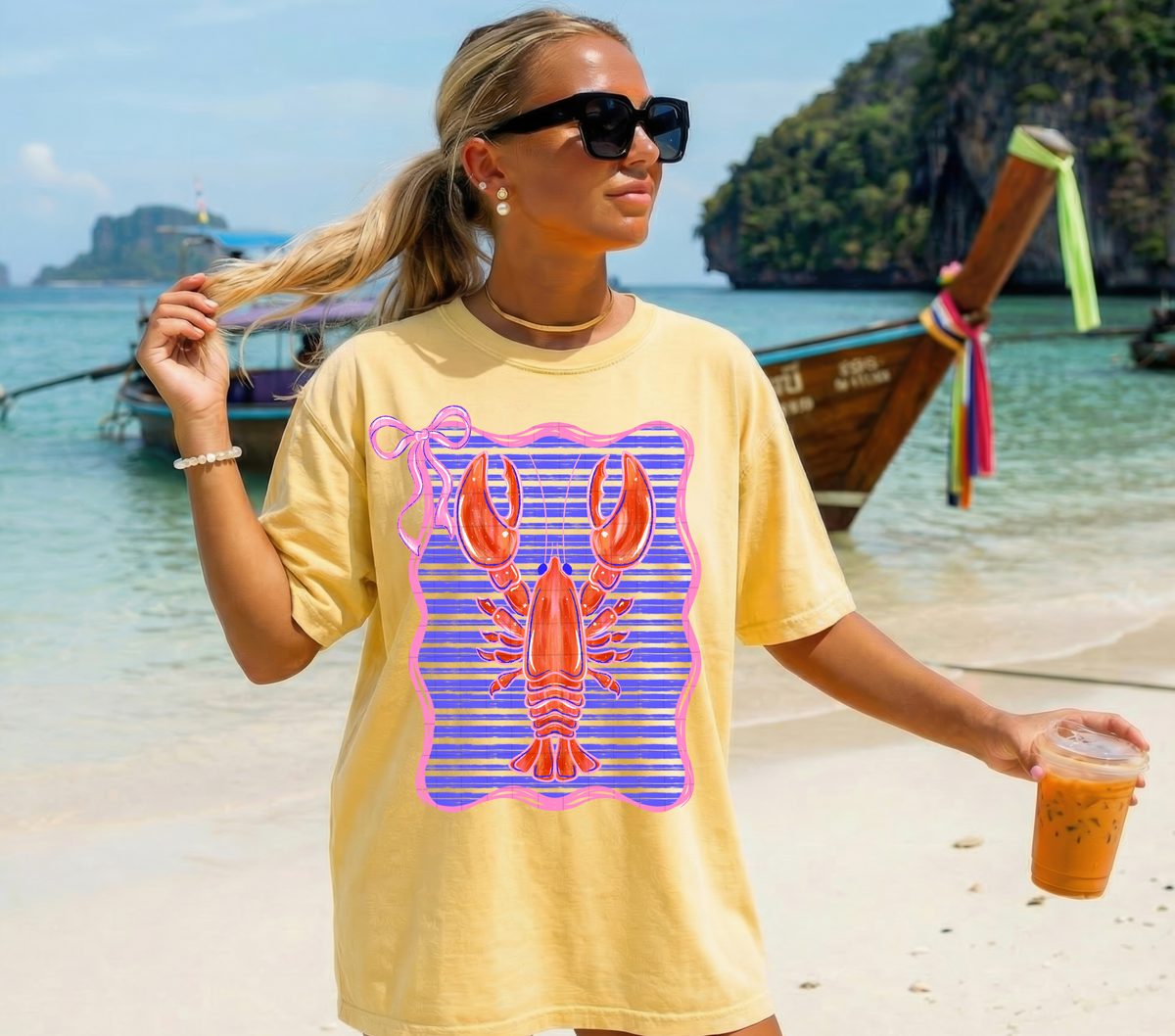 Preppy lobster PURPLE frame (40e) DTF Transfer