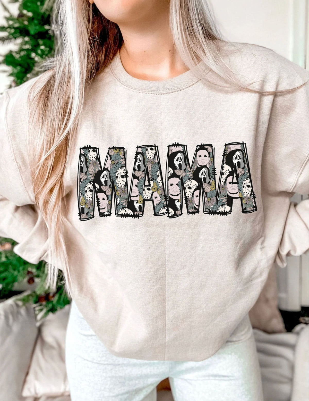 Mama block lettering no outline greyish 428 DTF TRANSFER