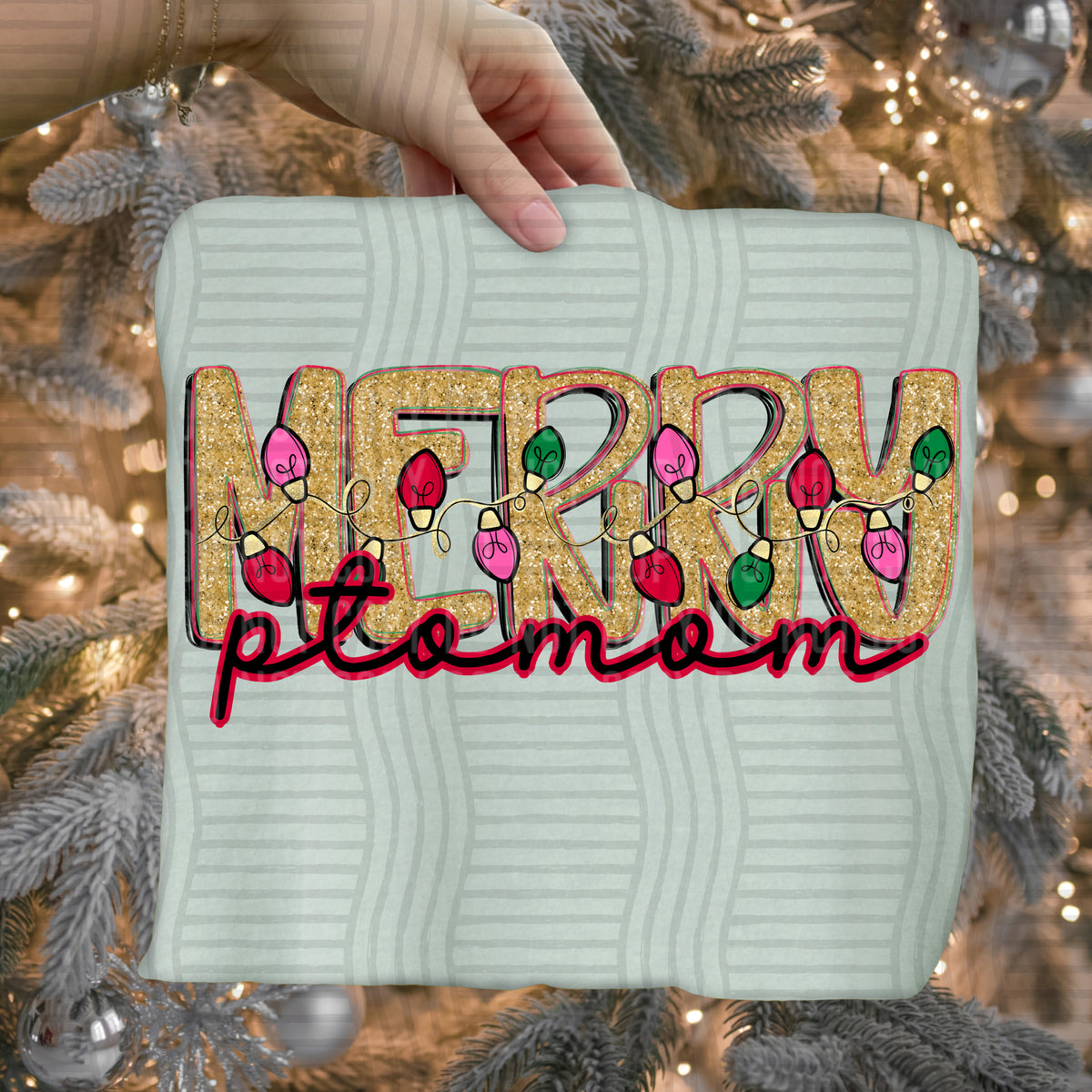 pto mom merry with lights (caplinger) DTF Transfer