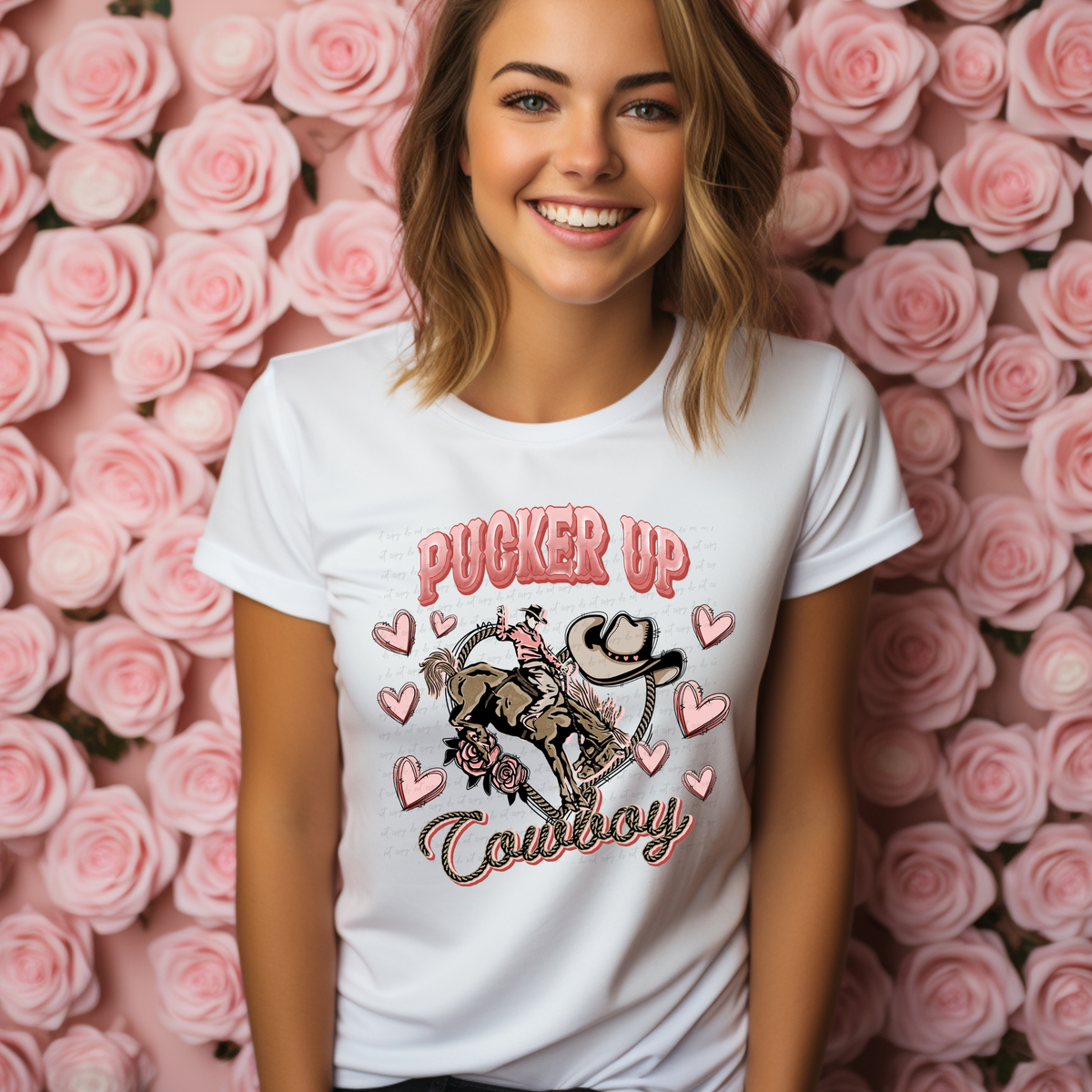 Pucker Up Cowboy Hearts 116368 DTF Transfer