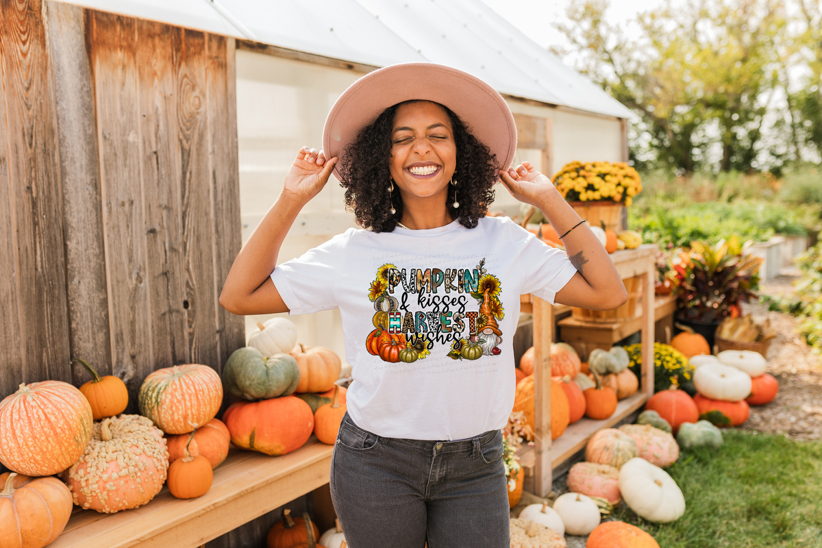 Pumpkin and Kisses Harvest Wishes Pumpkins Sunflowers 116257 DTF Transfer