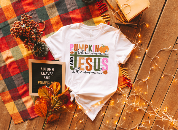 Pumpkin Obsessed And Jesus Blessed 42391 DTF transfer
