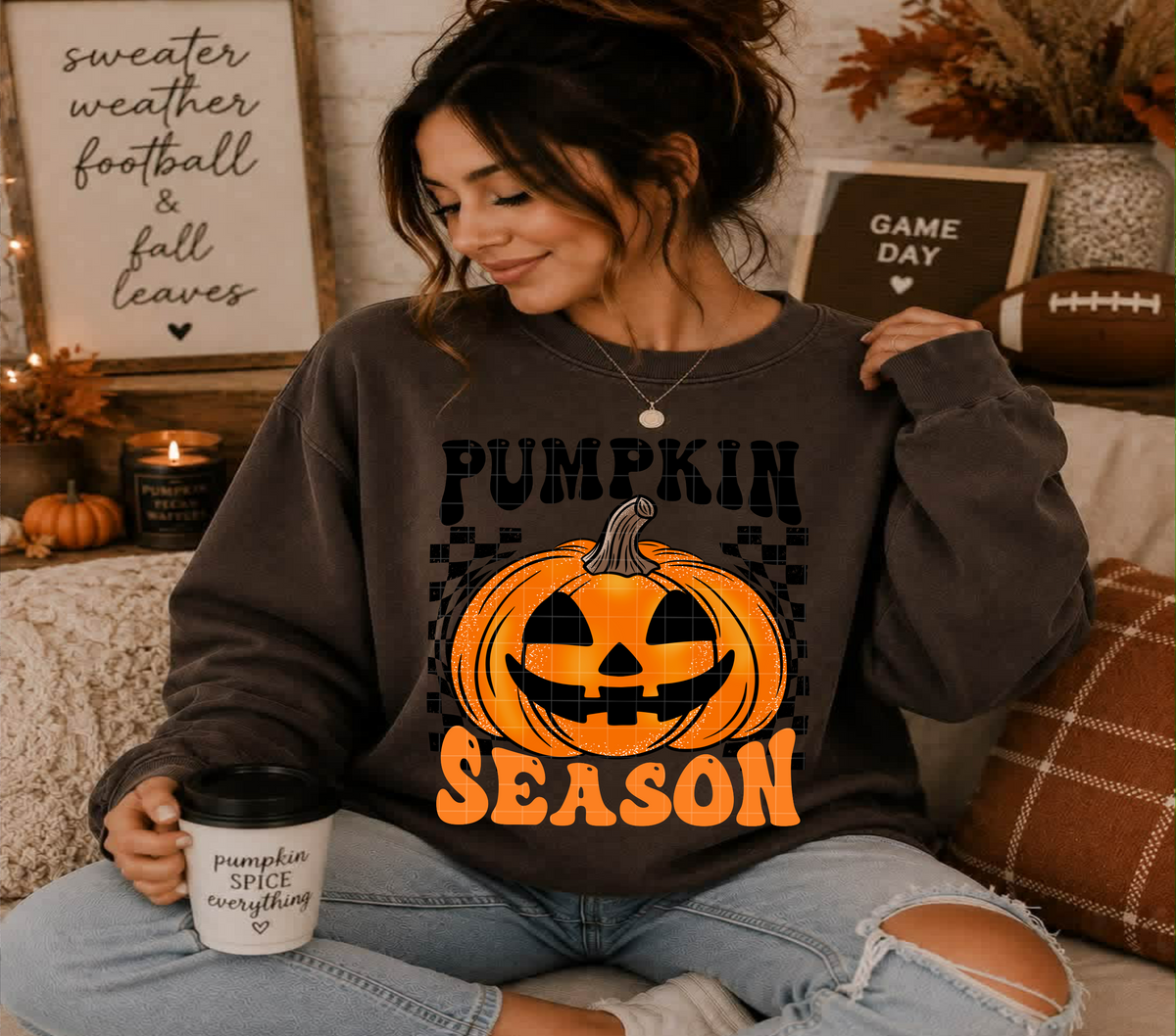 Pumpkin season black and orange (Linda) DTF Transfer