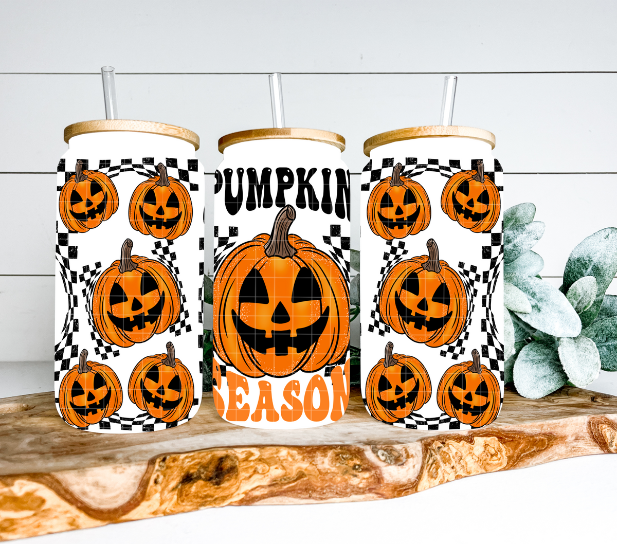Pumpkin season black and orange (Linda) UV DTF WRAP