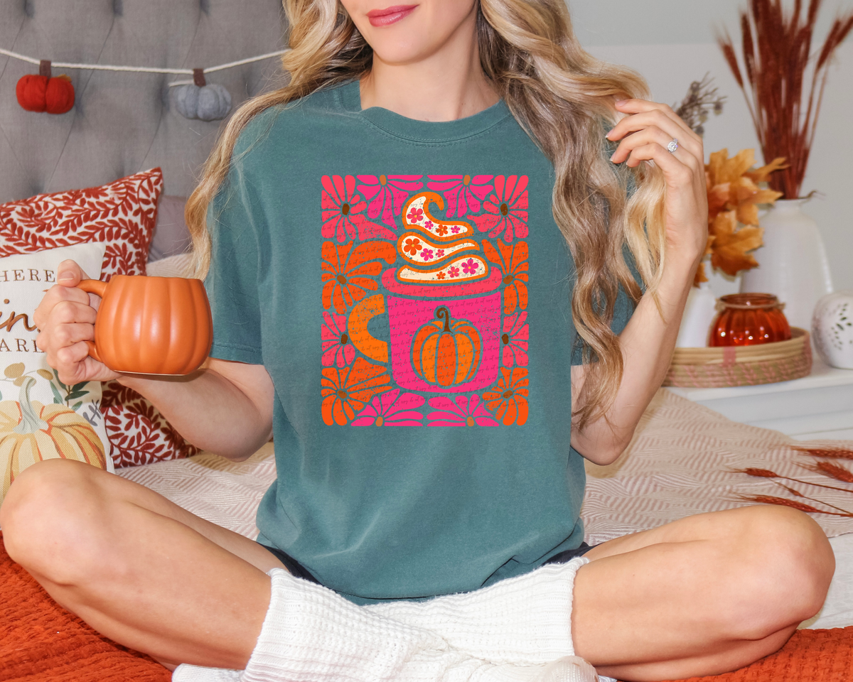 Pumpkin Spice Floral Boho Distressed 59972 DTF Transfer
