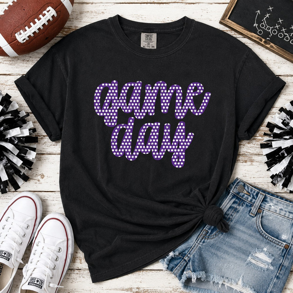 Game Day Purple with Dots (Parker) DTF transfer
