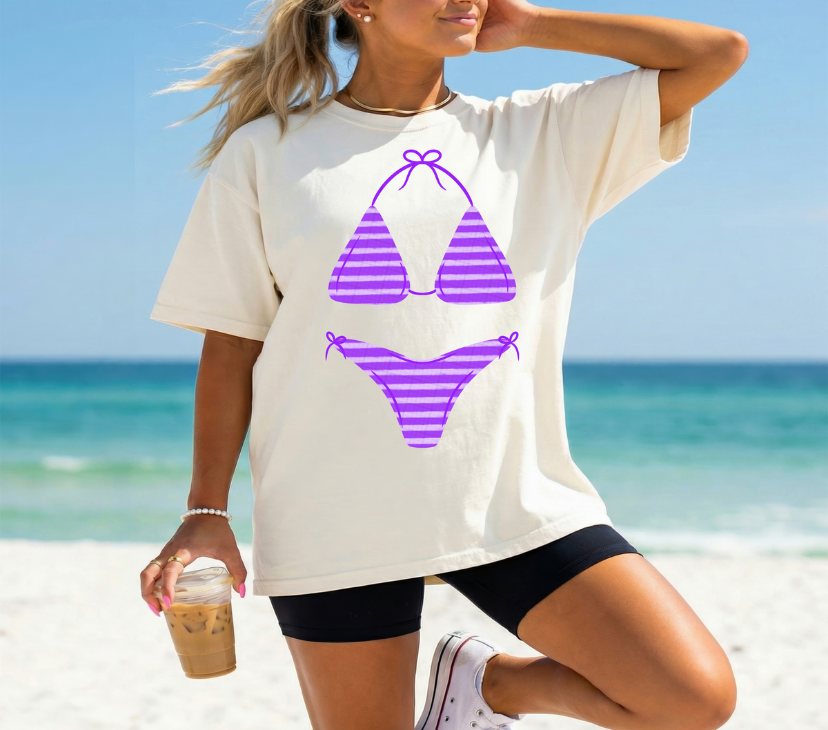 Purple striped bikini (Linda) DTF Transfer