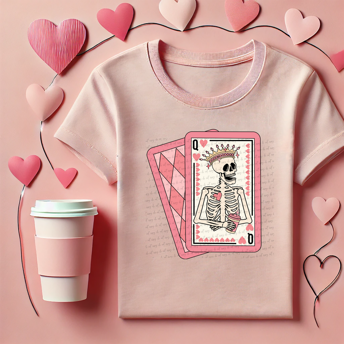 Queen Of Hearts Skellie Coffee Card 81627 DTF Transfer