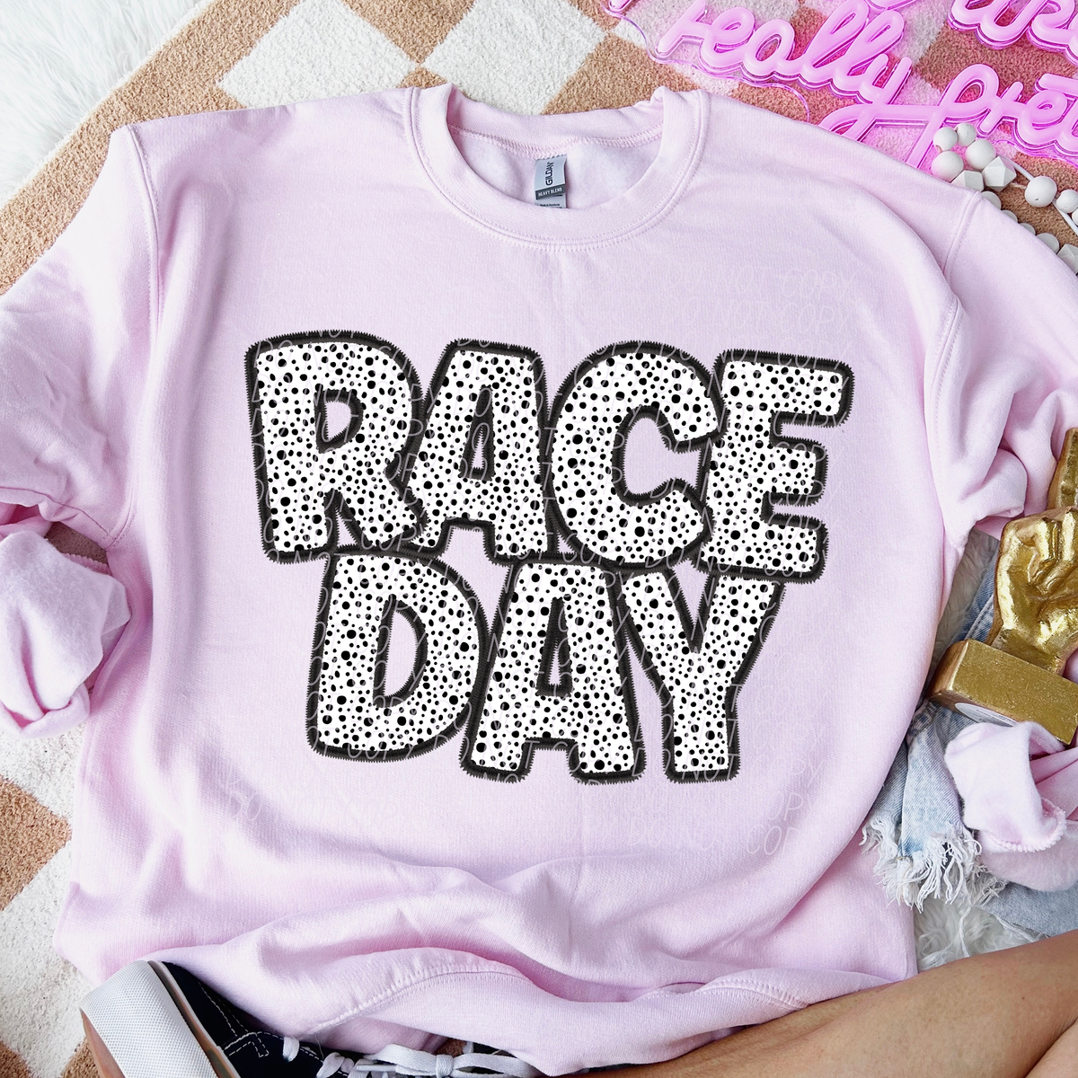 Race Day Dotted Text Dotted 66200 DTF transfer