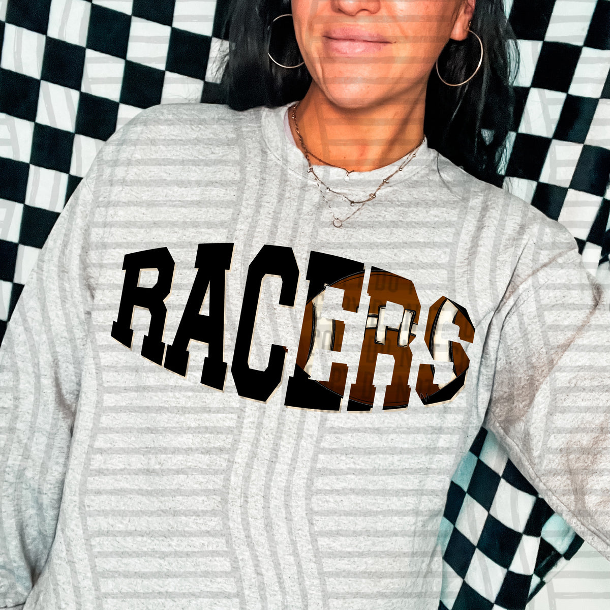 Racers varsity clipped football (Caplinger) DTF transfer