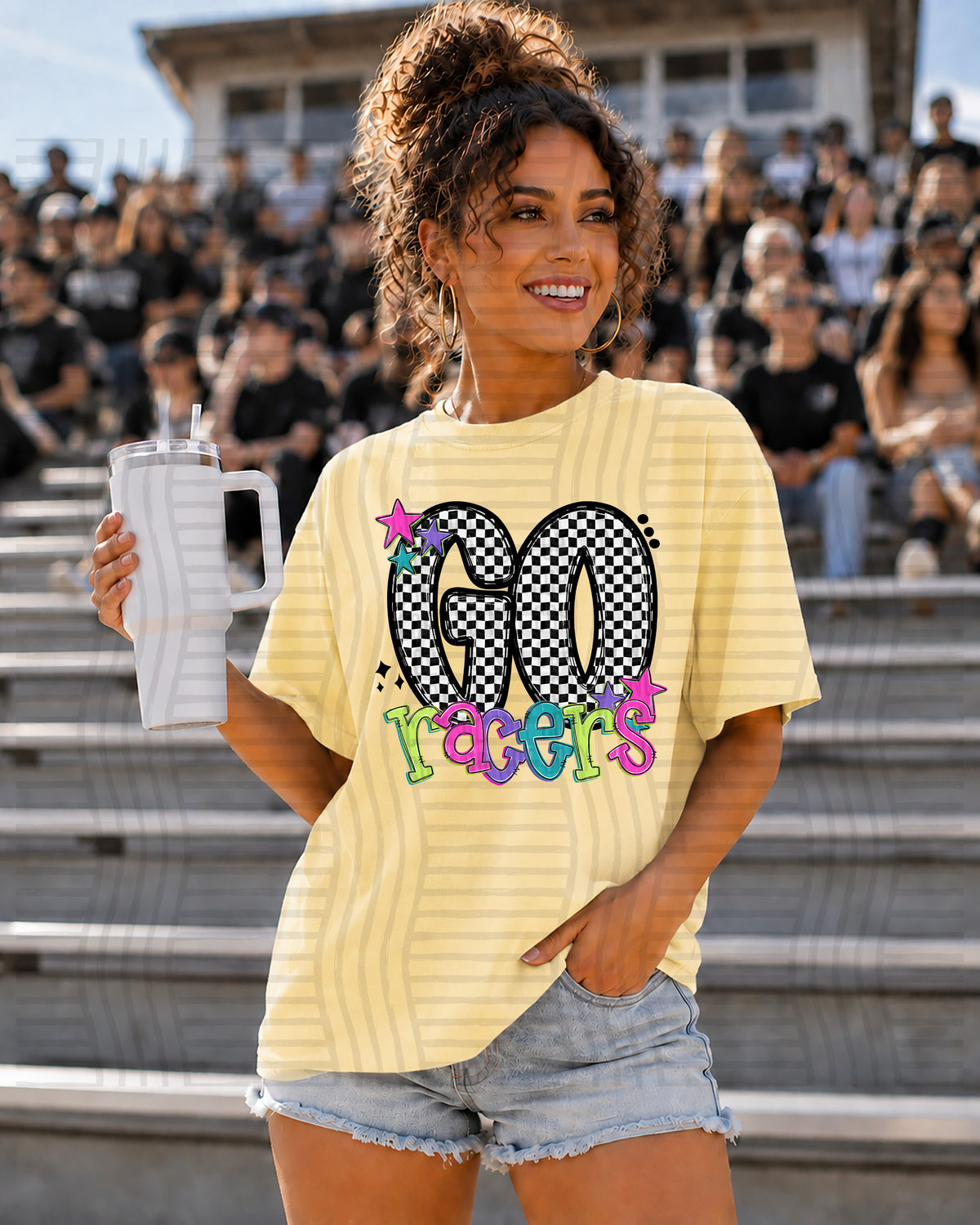 Racers Go Checker Neon (Caplinger) DTF Transfer