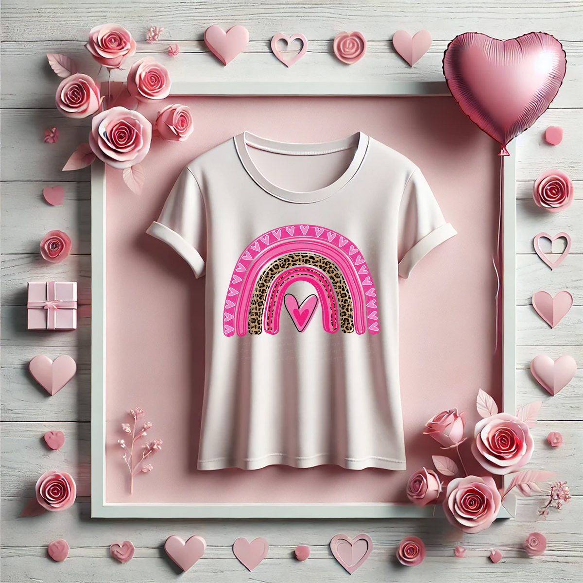 Rainbow Hearts Leopard 81628 DTF Transfer