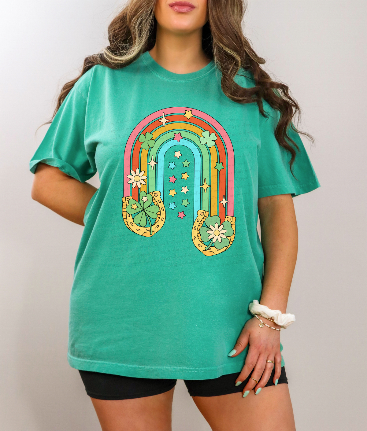 Rainbow Lucky Horseshoe Clover Leaves 116346 DTF Transfer