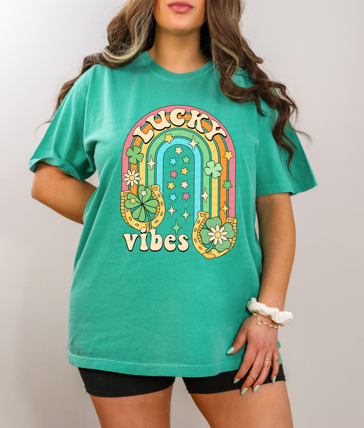 Rainbow Lucky Vibes Clover Leaves 116347 DTF Transfer