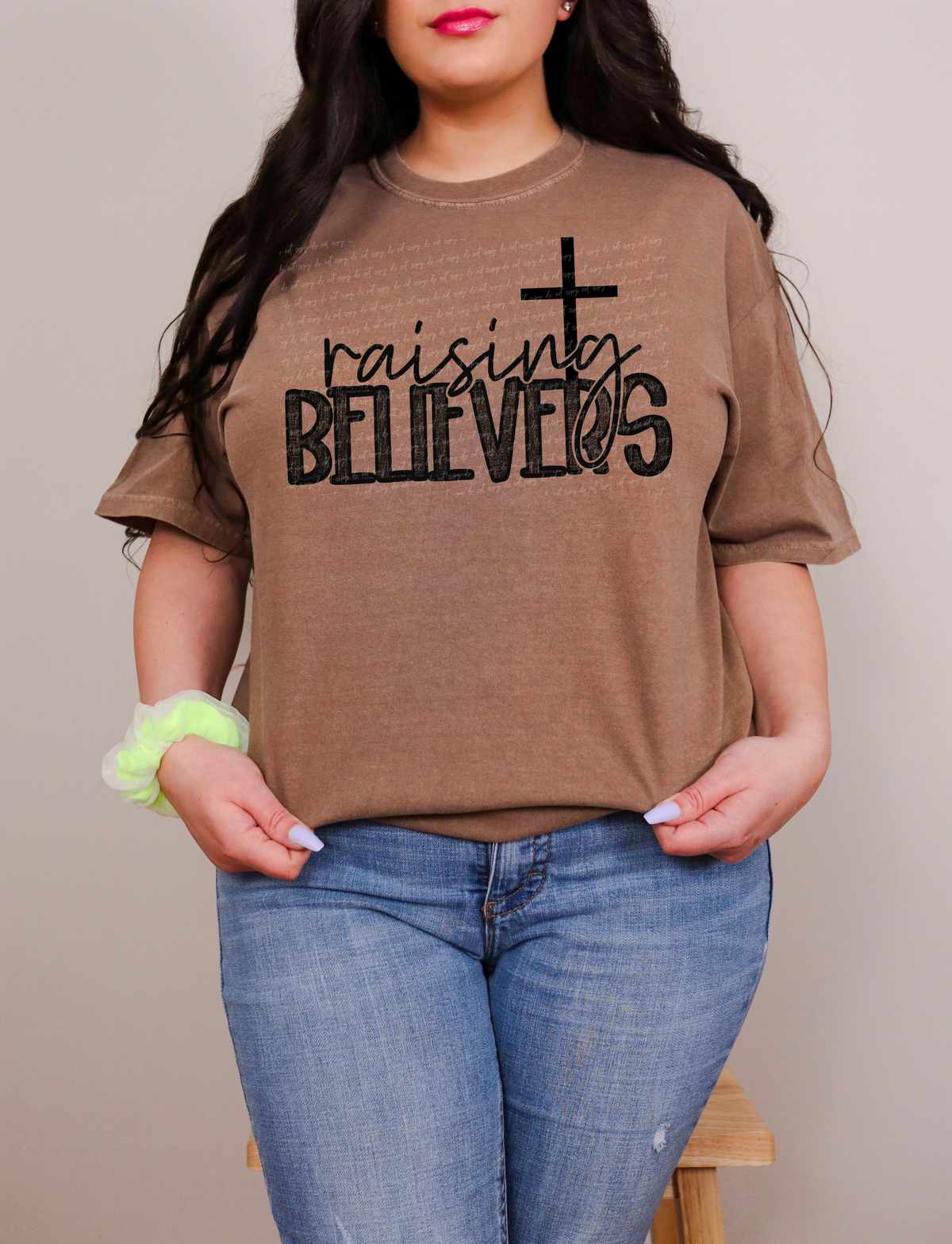 Raising Believers with Cross Black Font 116009 DTF Transfer