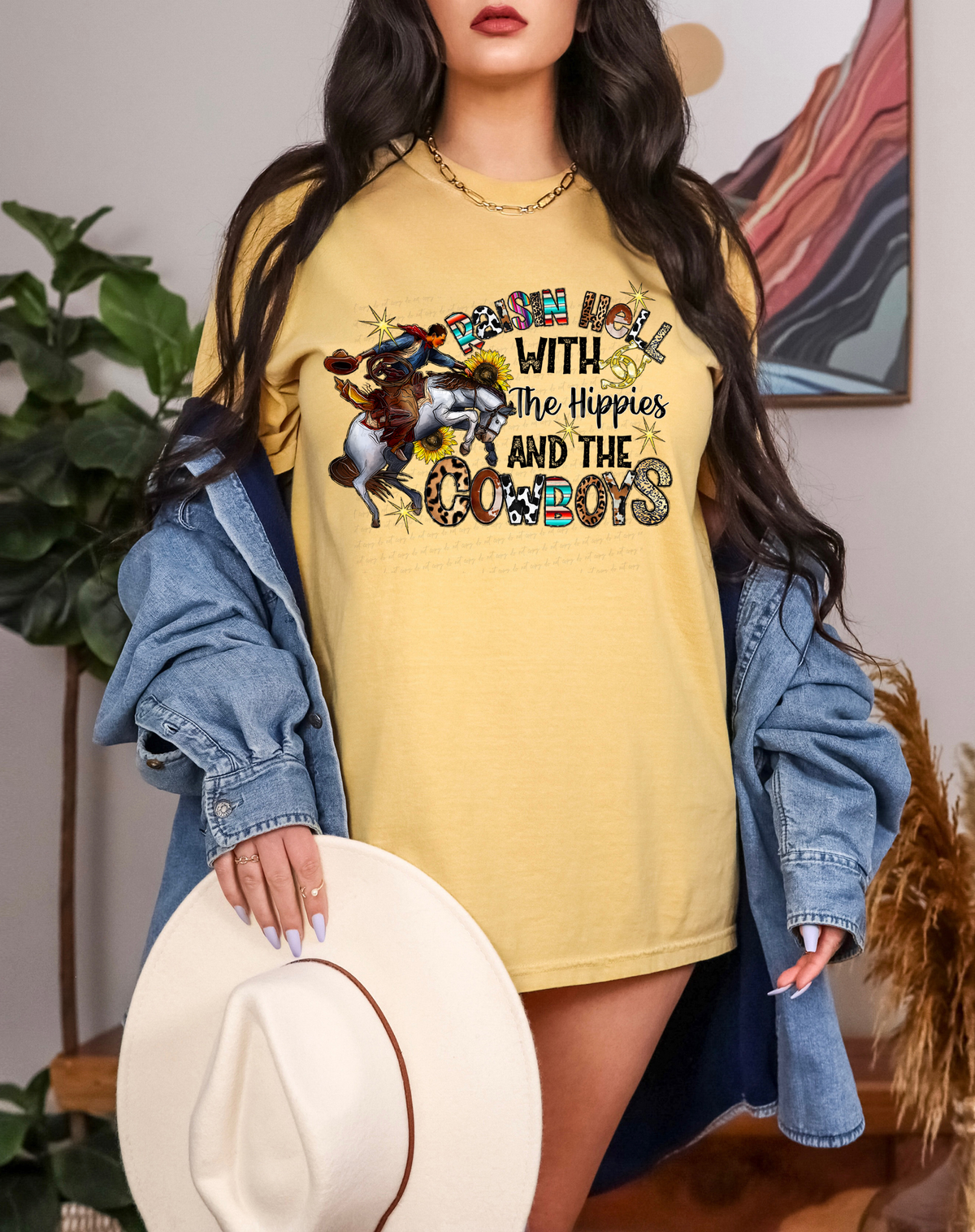 Raisin Hell with The Hippies and The Cowboys 116259 DTF Transfer