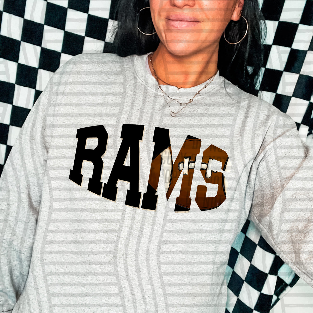 Rams varsity clipped football (Caplinger) DTF transfer