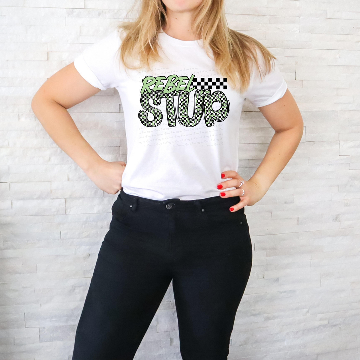 Rebel Stud Checkered Font 117898 DTF transfer