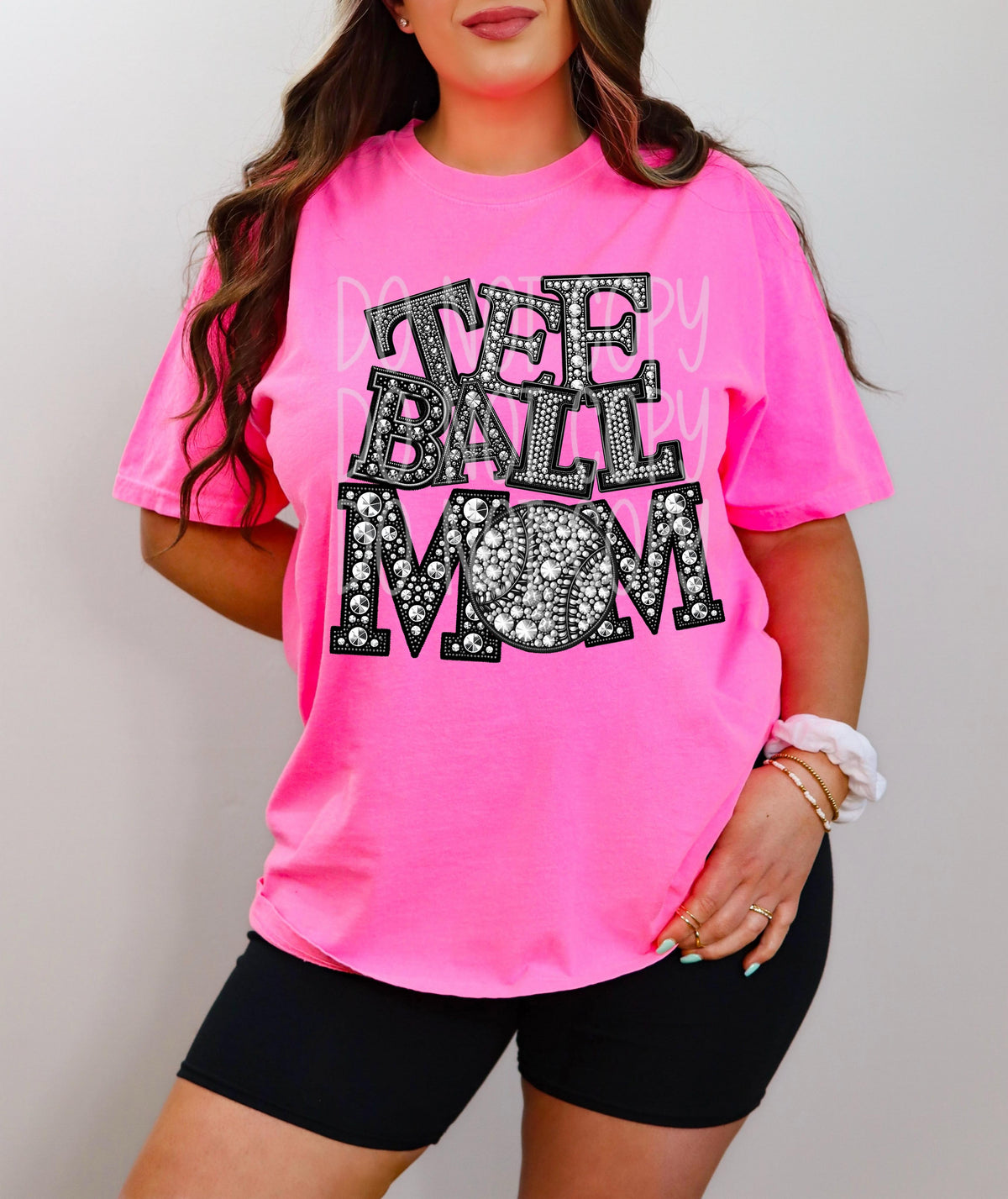 Teeball mom RHINESTONE DTF transfer