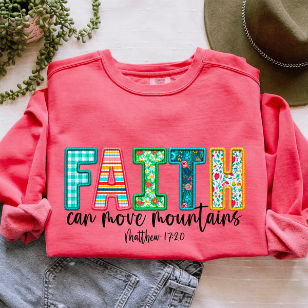 Faith can move mountains spring and black font exclusive DTF transfer