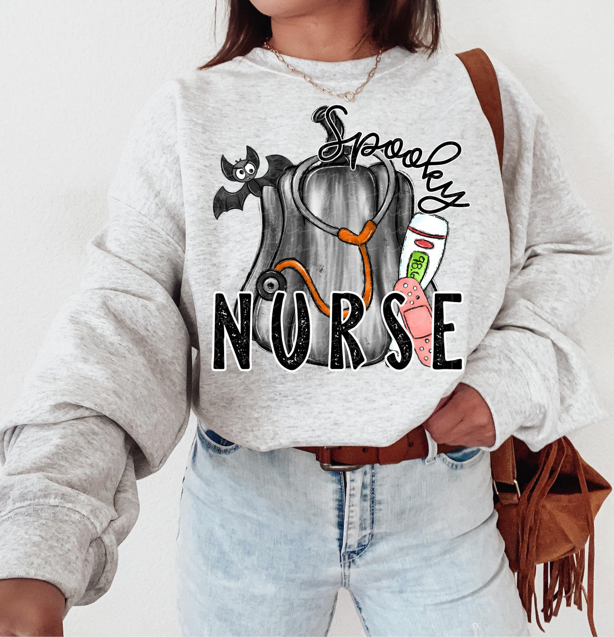 Spooky nurse black pumpkin DTF TRANSFER