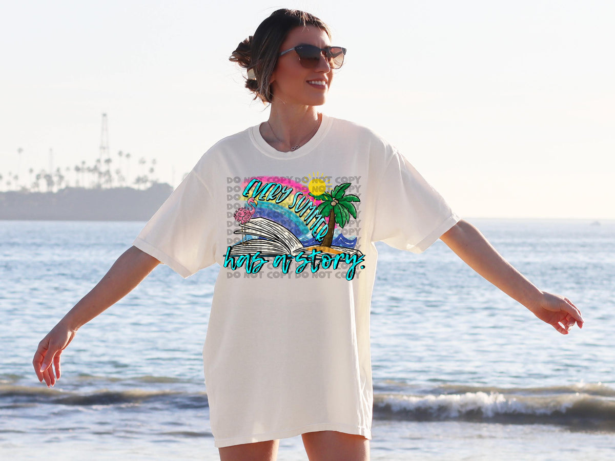 Every summer has a story book ocean palm tree 2469 DTF TRANSFER