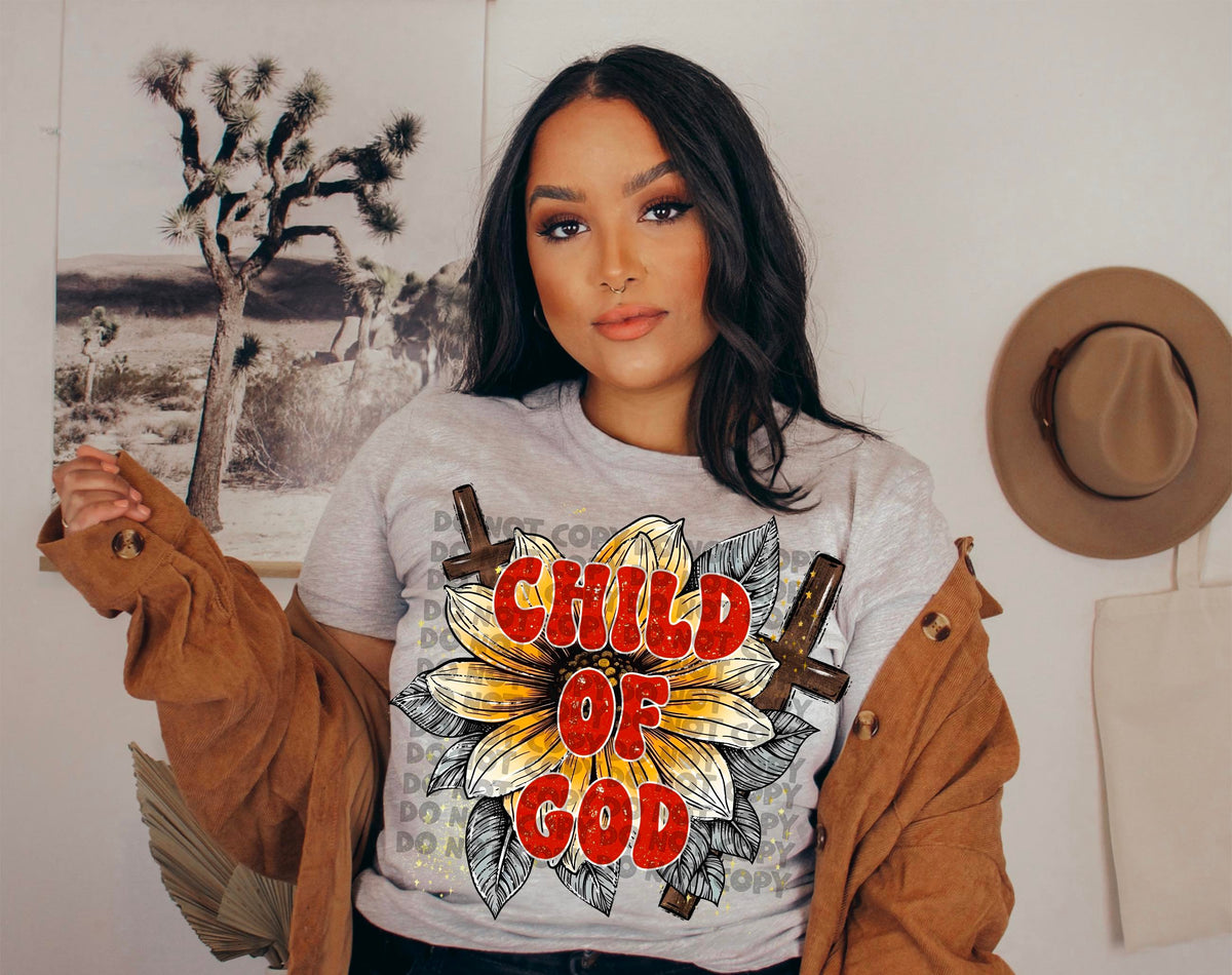 Child of God flower with two crosses 2400 DTF TRANSFER