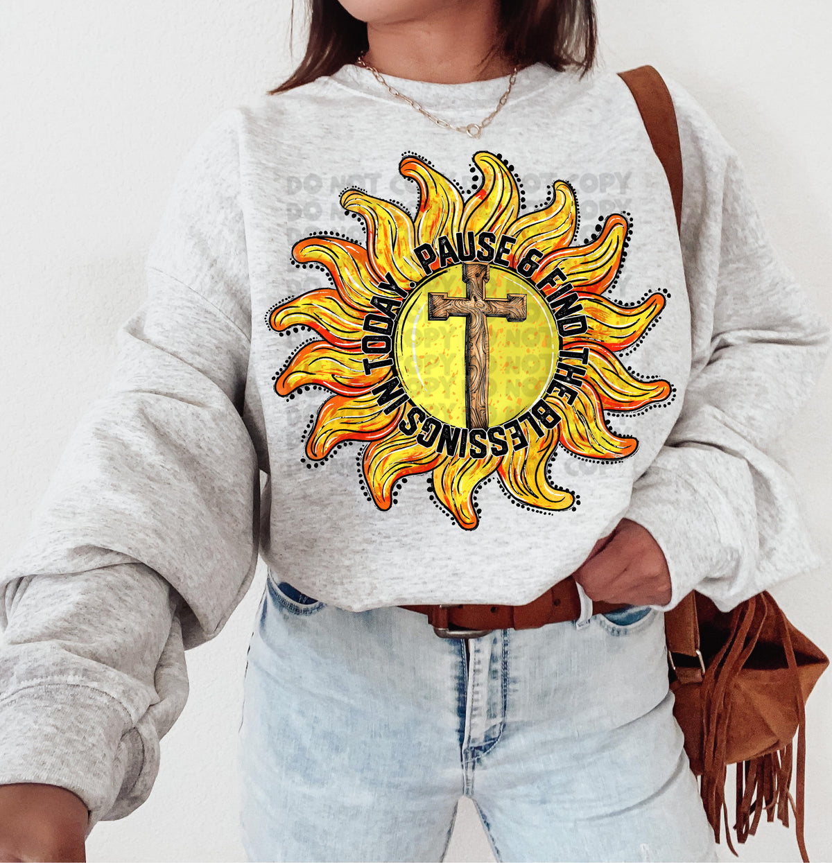 Pause and find the blessings today (firey aunflower with cross inside) 2238 DTF TRANSFER