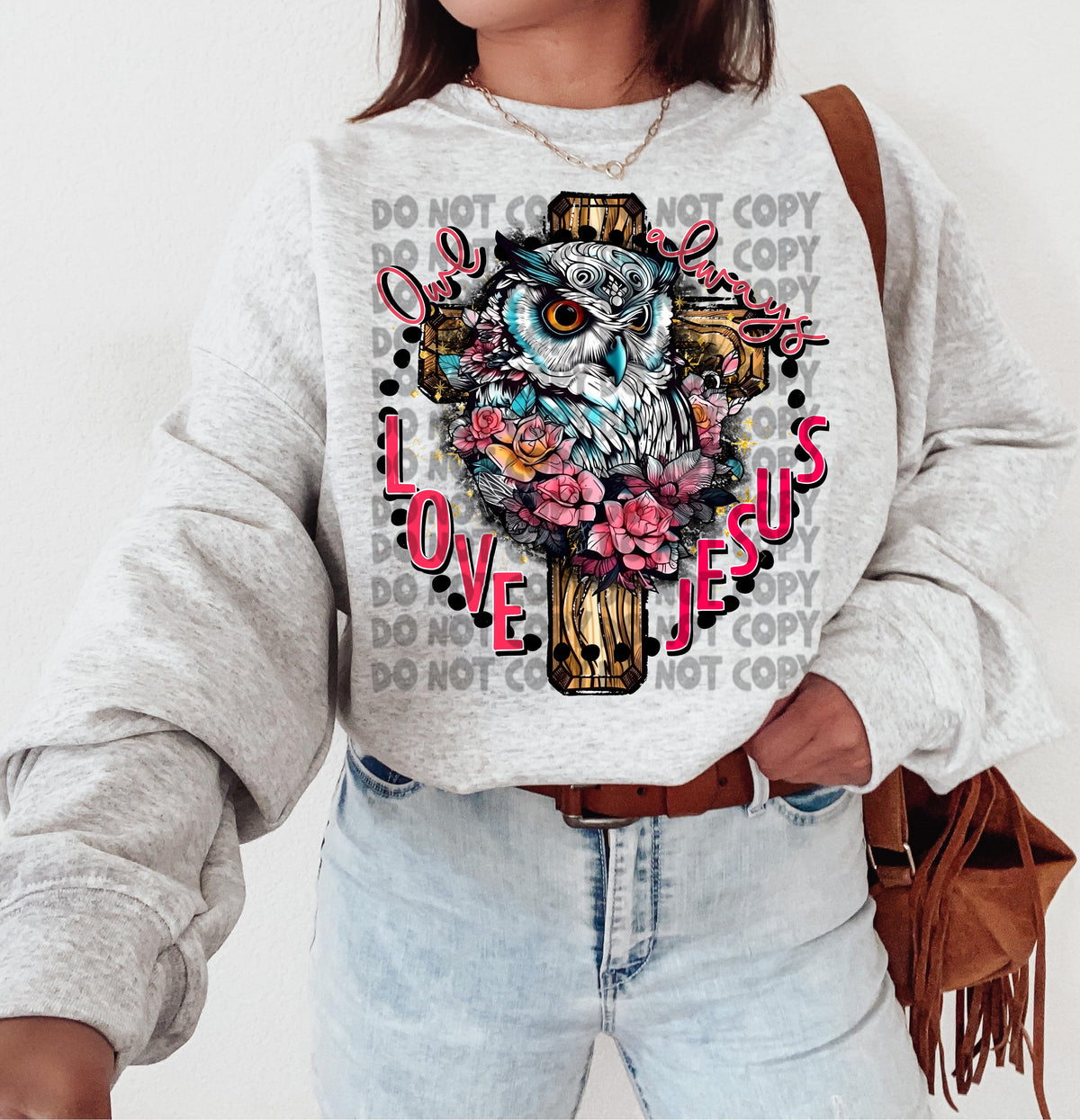 Owl always love jesus owl with wooden cross 2475 DTF TRANSFER