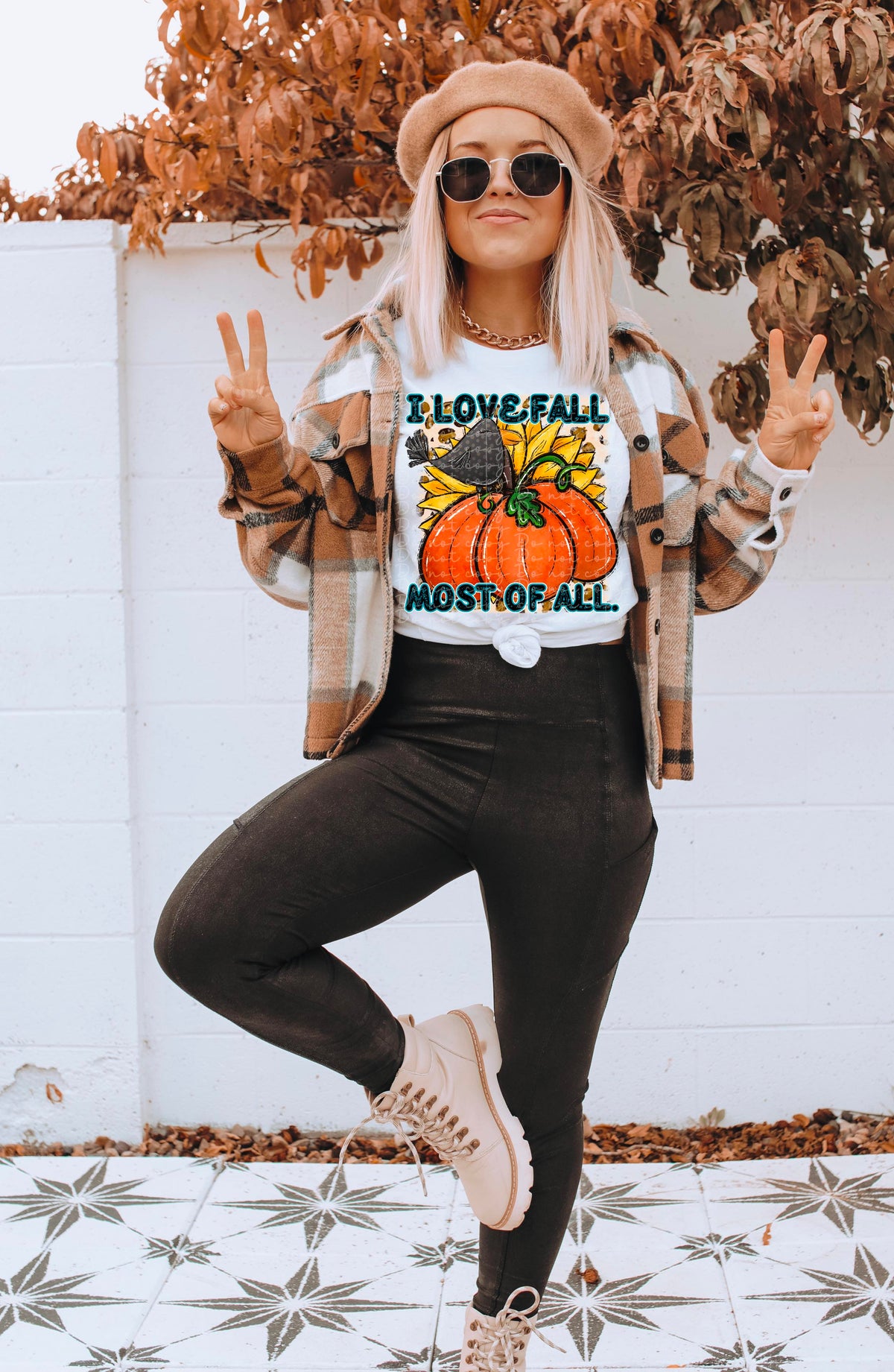 I love fall most of all pumpkin with sunflowrr and bird 2421 DTF TRANSFER