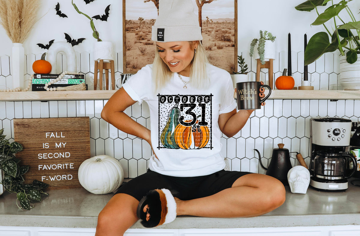 October 31st square with pumpkin and gourd 2197 DTF TRANSFER