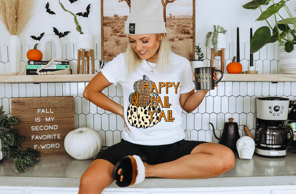 Happy fall yall (animal print pumpkins stacked) 2349 DTF Transfer