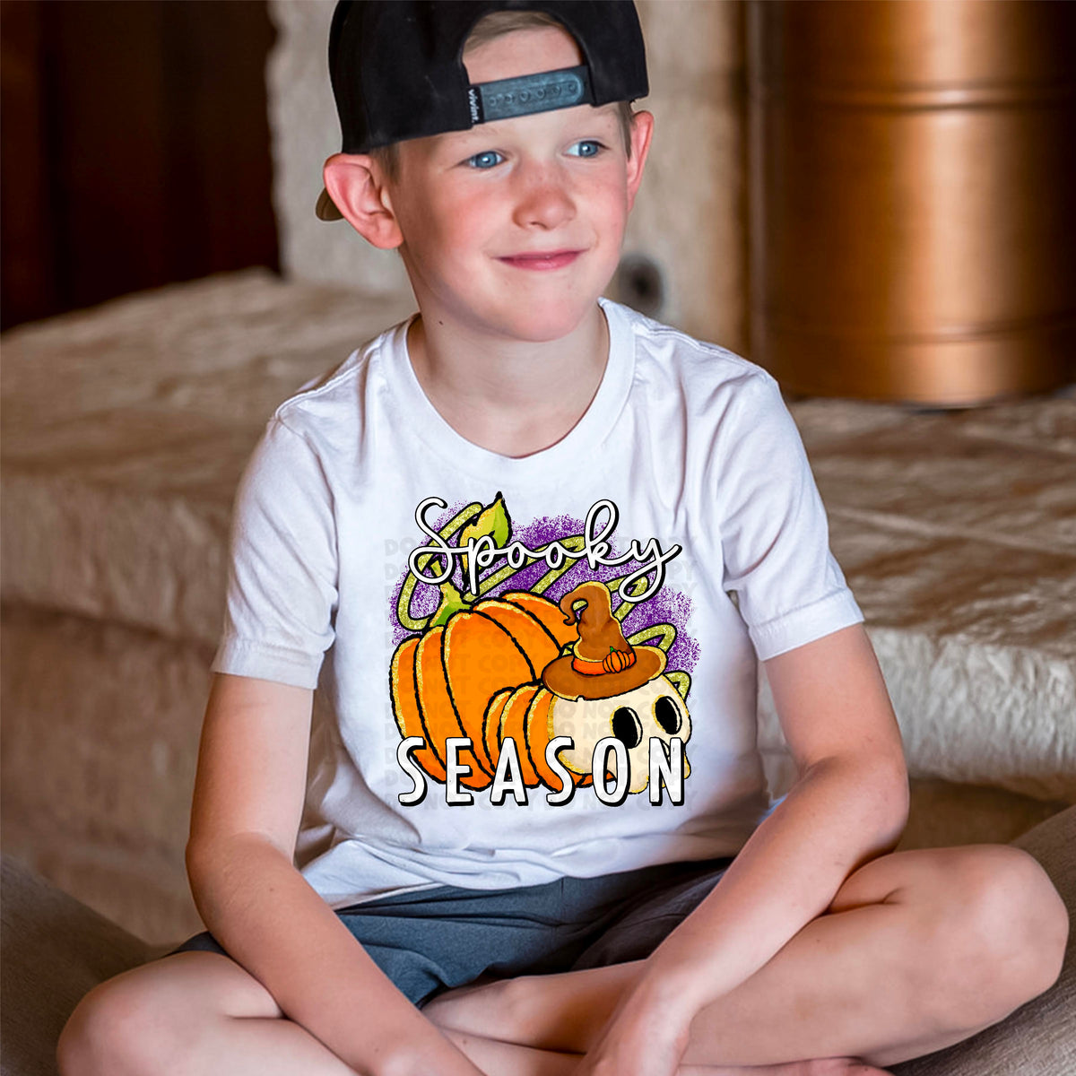 Spooky season (pumpkins and skull with witch hat) 2306 DTF Transfer