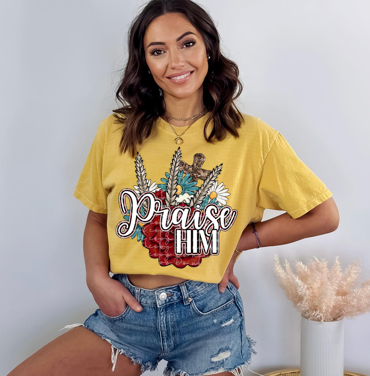 Praise him fall florals with cross 2329 DTF Transfer