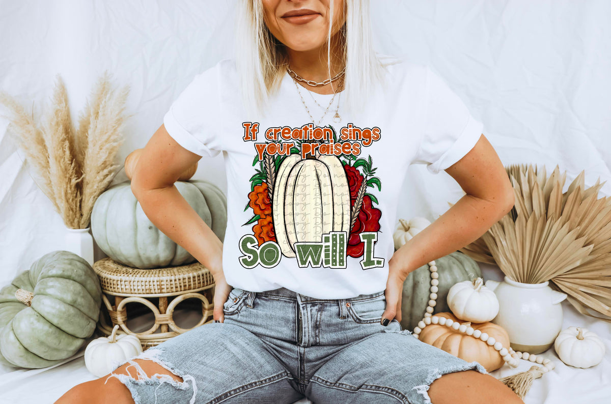 If creation sings your praises so will i. Gourd with florals 2308 DTF Transfer