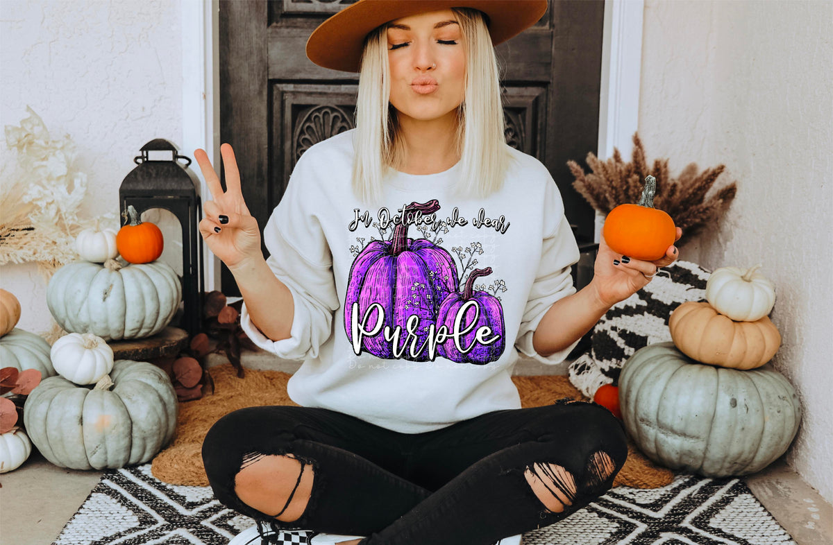 In october we wear purple two purple pumpkins baby breath 2200 DTF TRANSFER