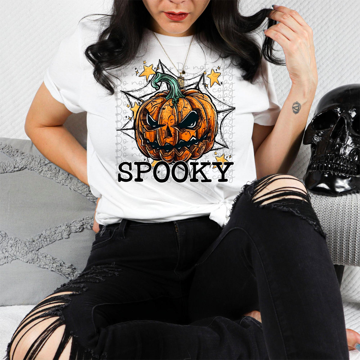Spooky (pumpkins with web) 2405 DTF TRANSFER