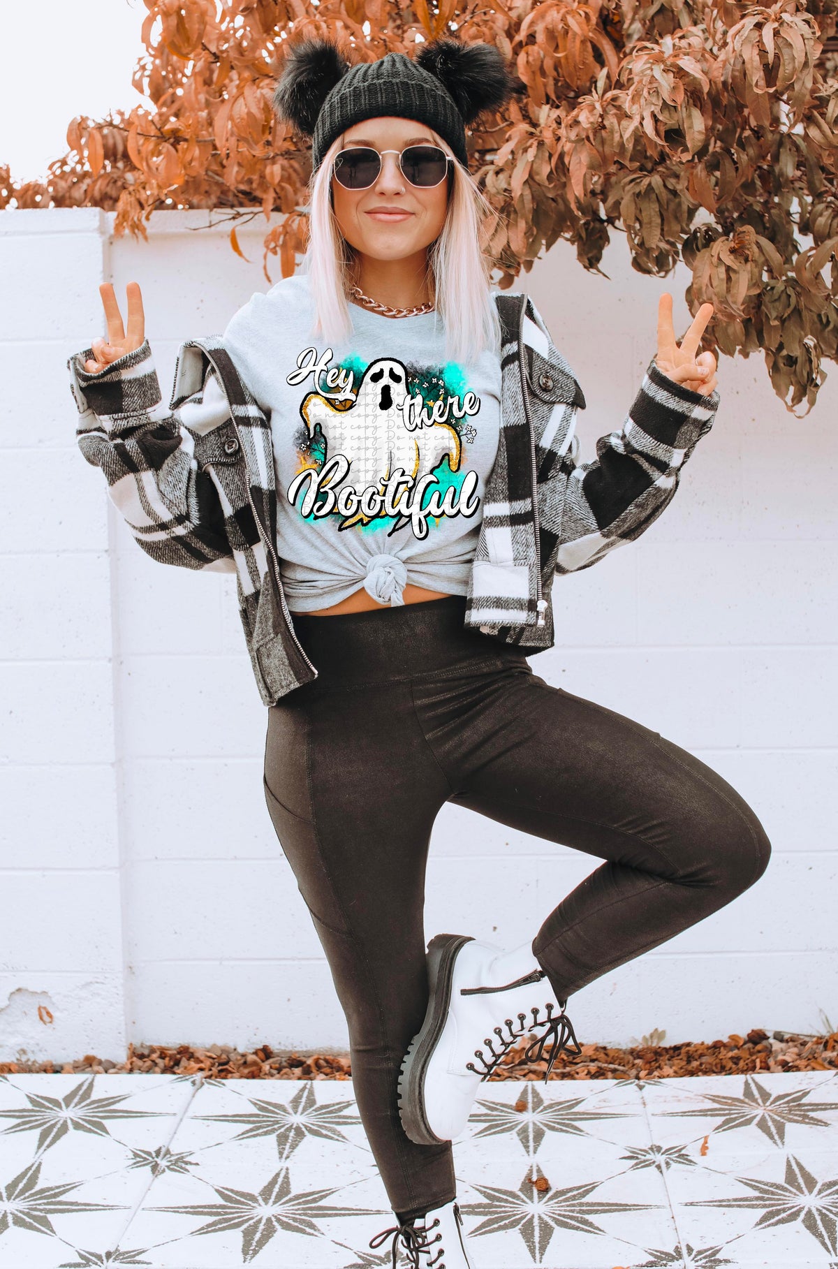 Hey there bootiful (ghost withbluish background) 2321 DTF Transfer