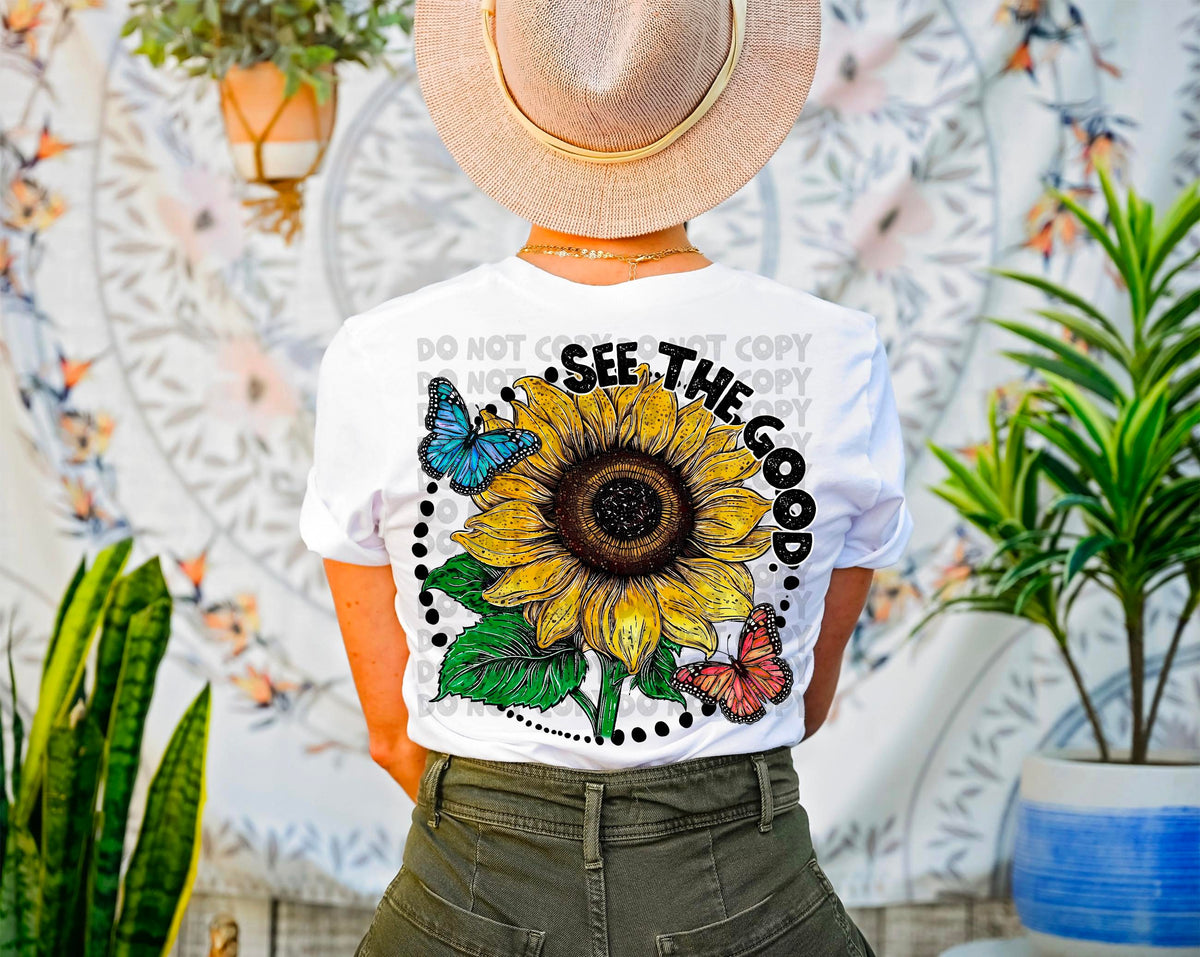 See the good (sunflower and butterflies) 2169 DTF TRANSFER