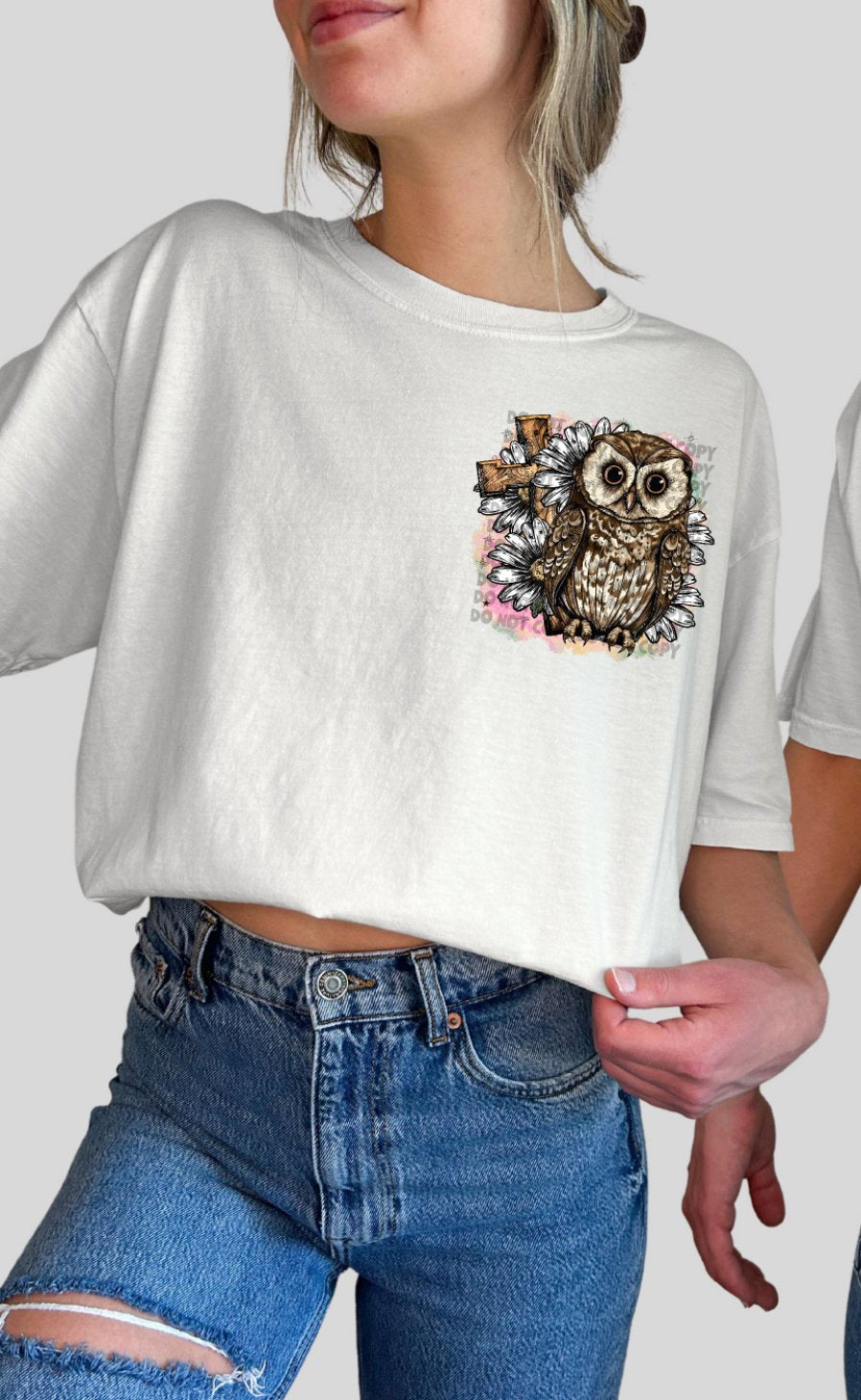 Cross, owl and daisies 2241 DTF TRANSFER