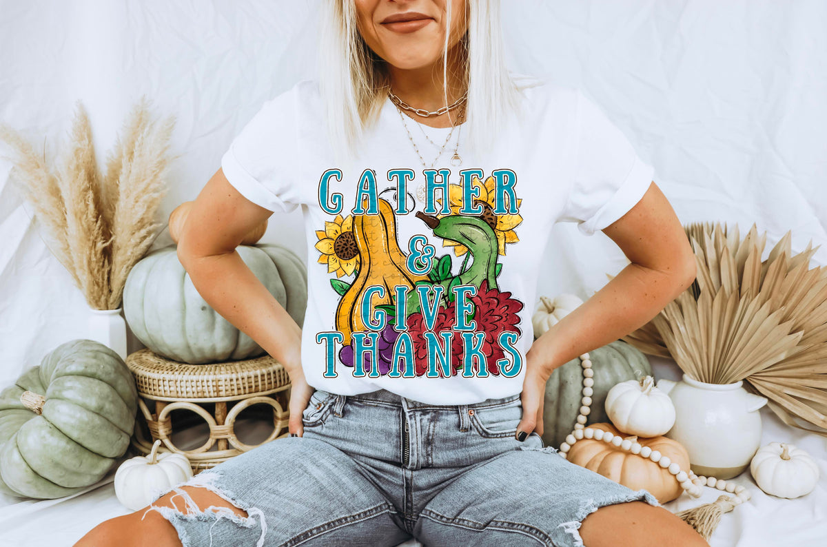 Gather and give thanks gourds and florals 2447 DTF TRANSFER