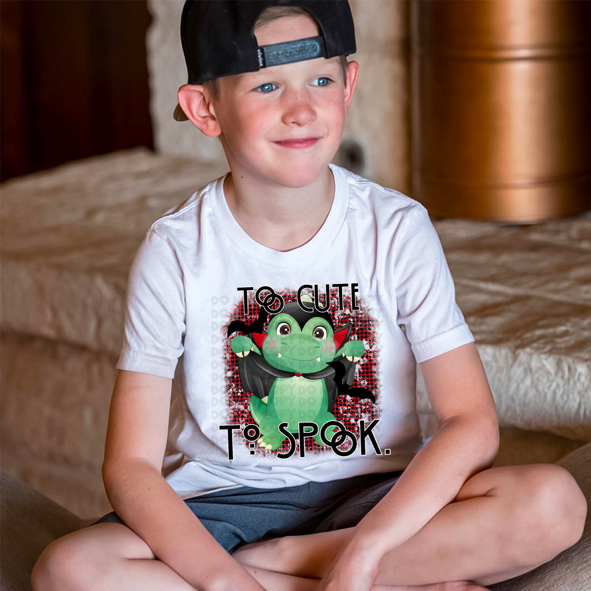 Too cute to spook vampire dino  2201 DTF TRANSFER