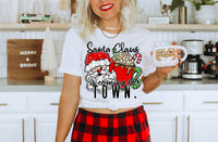Santa Claus is coming to town Santa with hot chocolate cup 2223  DTF TRANSFER