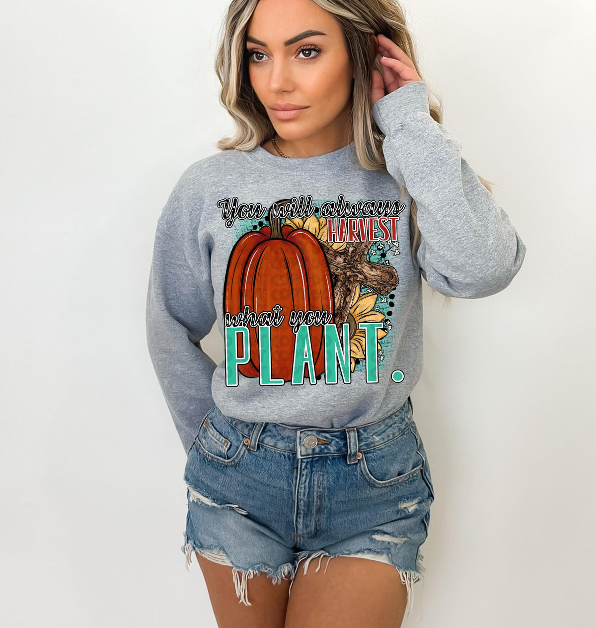 You will always harvest what you plant (pumpkin, cross and sunflower) 2319 DTF Transfer