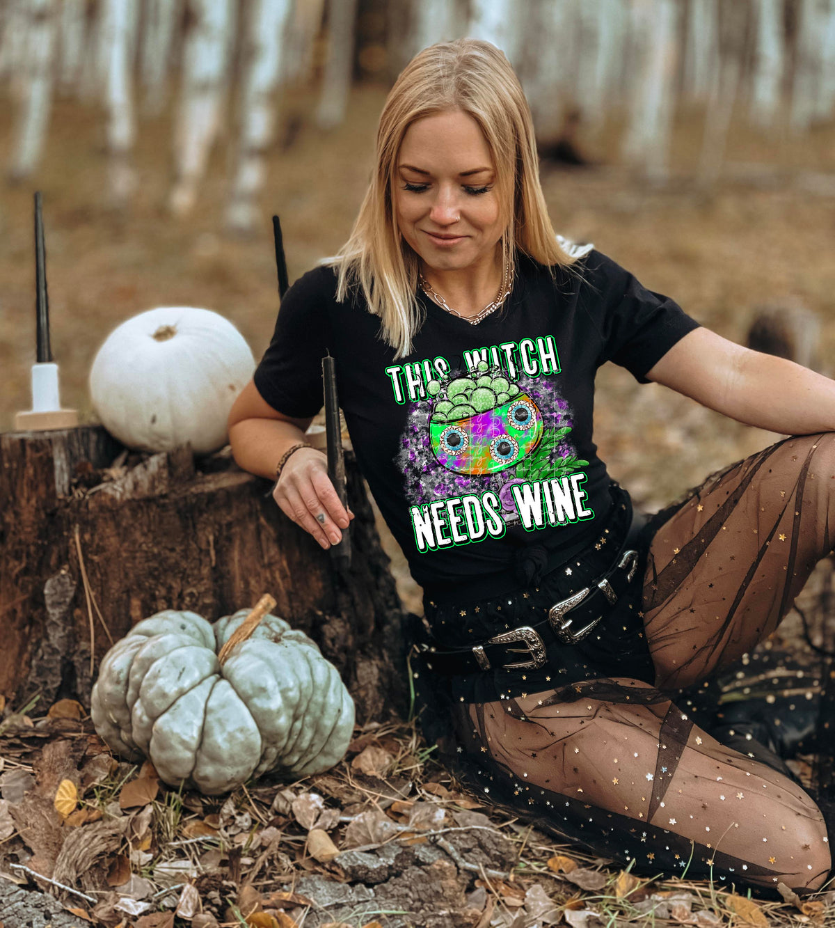 This witch need wine (wine glass with eyeballs) 2289 DTF Transfer