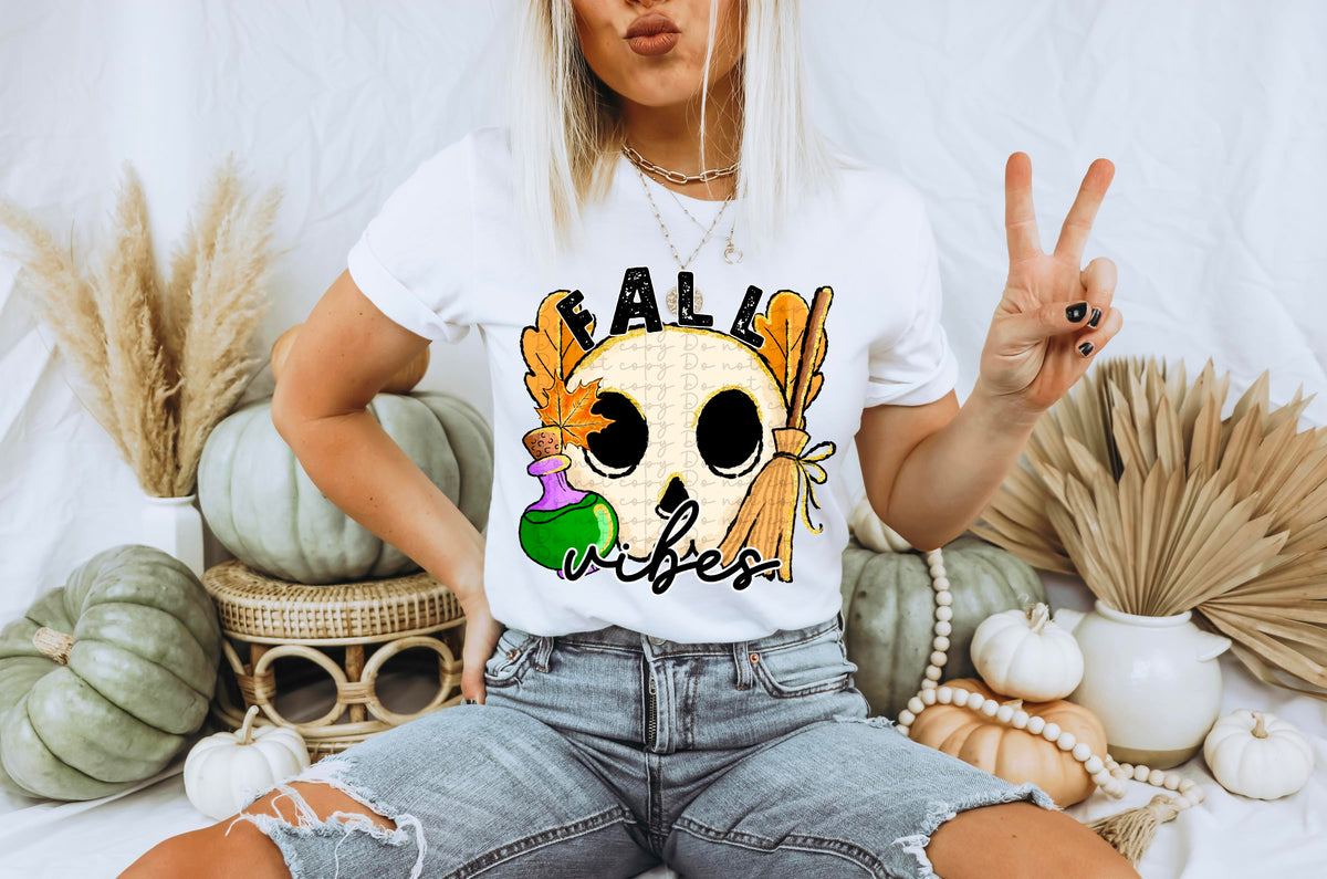 Fall Vibes skull, potion and broom 2335 DTF Transfer