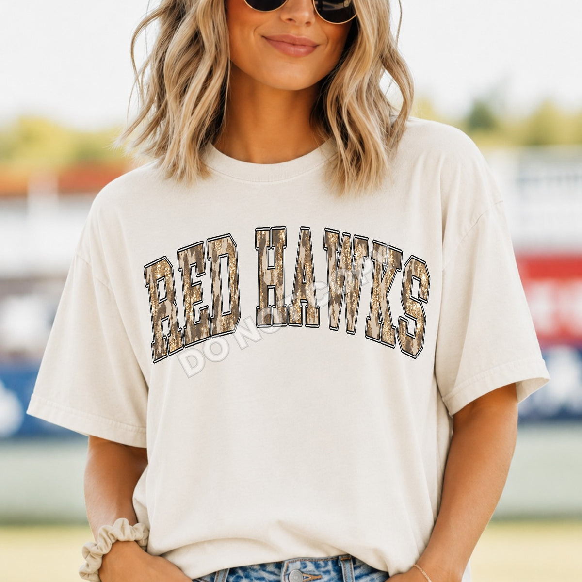 Red Hawks leopard and gold arched (Parker) DTF transfer